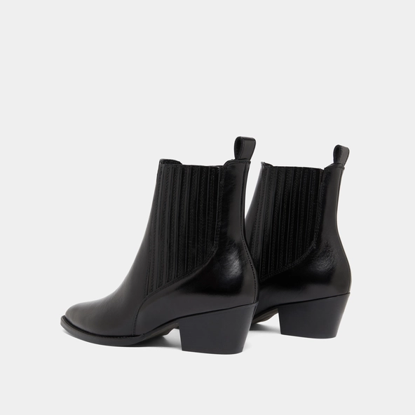 Boots &agrave; petits talons biseaut&eacute;s et &eacute;last... en cuir noir | BAILEY | Jonak