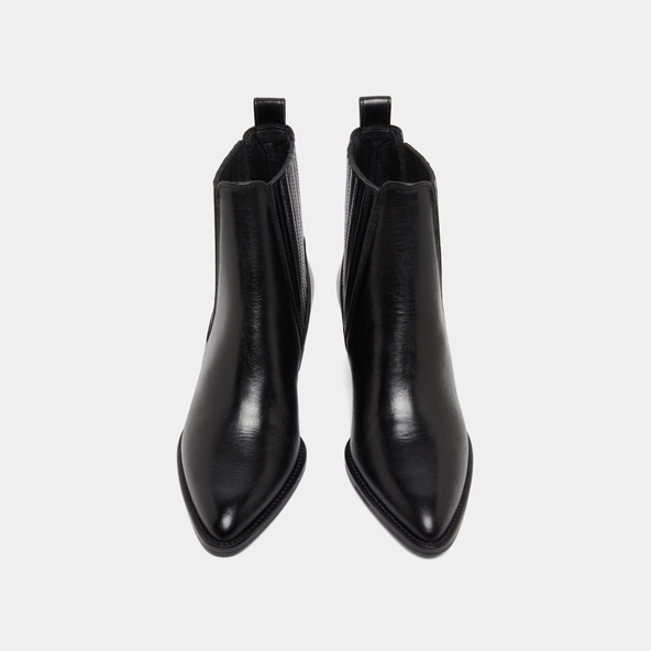 Boots &agrave; petits talons biseaut&eacute;s et &eacute;last... en cuir noir | BAILEY | Jonak