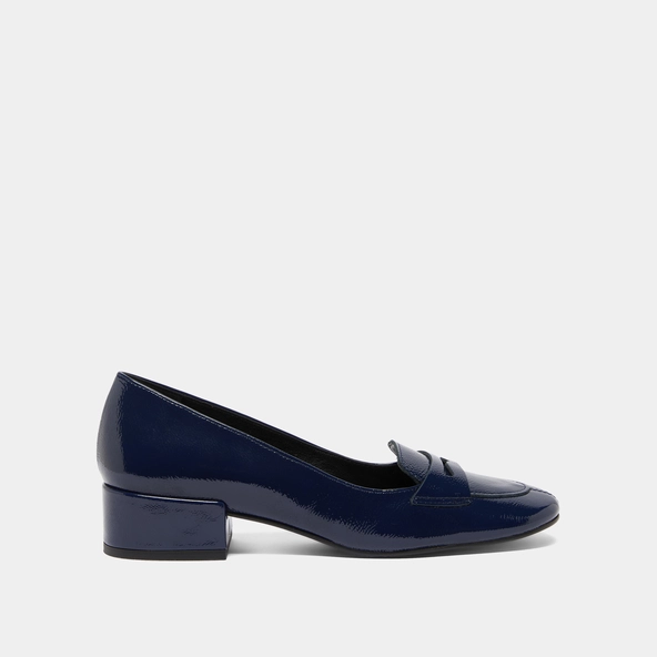 Mocassins à petits talons en vernis plissé bleu | BERNIE | Jonak