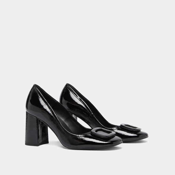 Escarpins avec boucles en vernis plissé noir | BISOU | Jonak