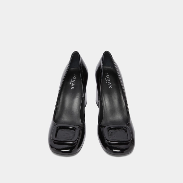 Escarpins avec boucles en vernis plissé noir | BISOU | Jonak