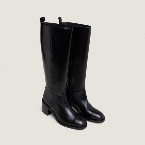 Bottes hautes en cuir noir taille mollet M | BONNIE | Jonak