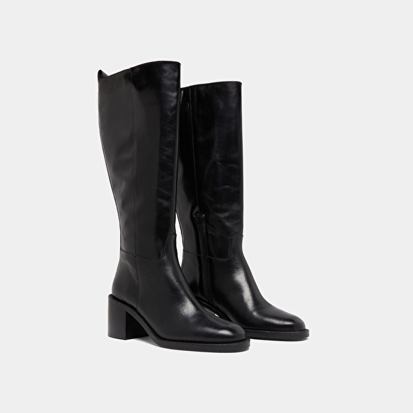 Bottes hautes en cuir noir taille mollet M | BONNIE | Jonak