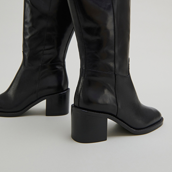 Bottes hautes en cuir noir taille mollet M | BONNIE | Jonak
