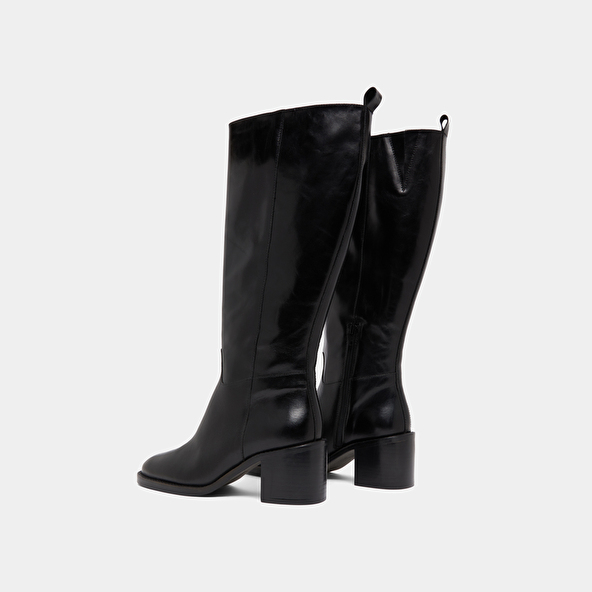 Bottes hautes en cuir noir taille mollet M | BONNIE | Jonak