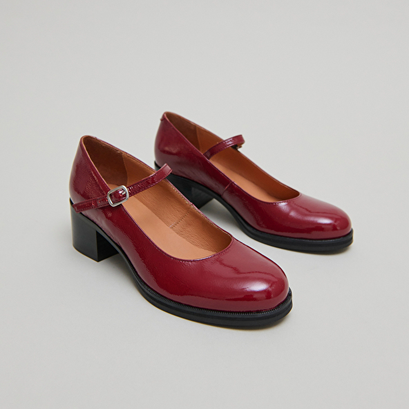 Babies à talons en vernis plissé rouge carmin | ARISTOTE | Jonak