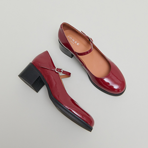 Babies à talons en vernis plissé rouge carmin | ARISTOTE | Jonak