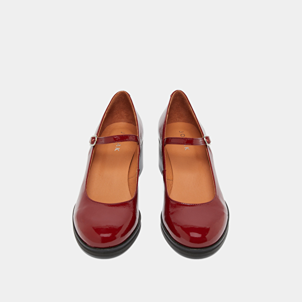 Babies à talons en vernis plissé rouge carmin | ARISTOTE | Jonak