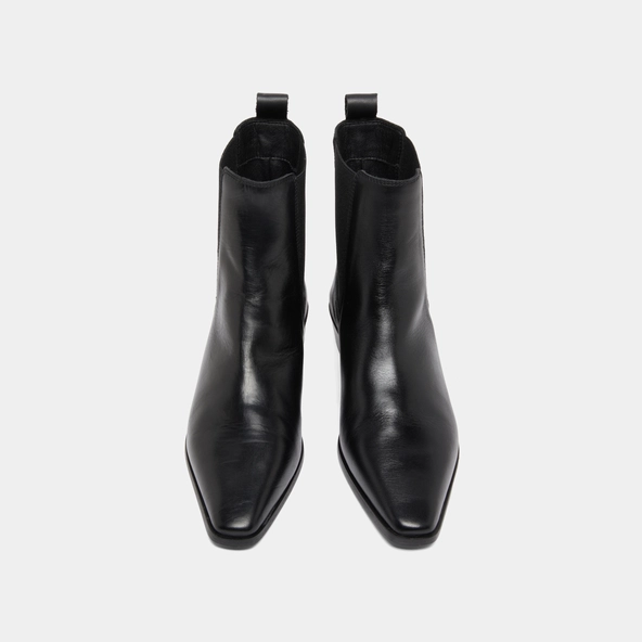 Boots à légers talons biseautés et bouts... en cuir noir | PAPAYE | Jonak