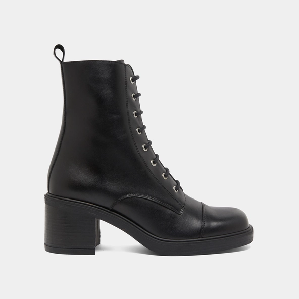 Bottines à lacets et élastiques arrières... en cuir noir | PANAME | Jonak
