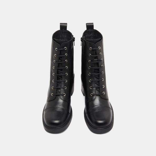 Bottines à lacets et élastiques arrières... en cuir noir | PANAME | Jonak