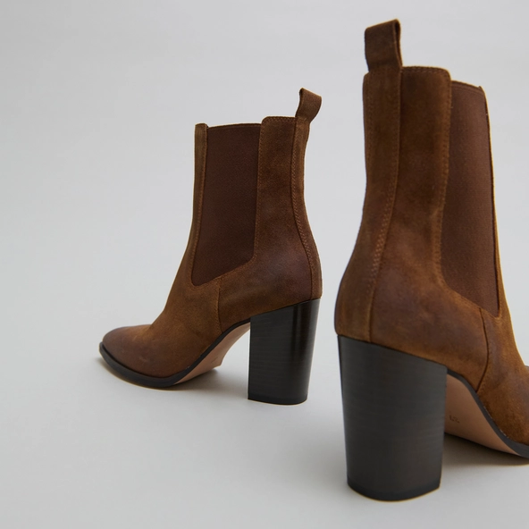 Bottines à talons et élastiques en croute huilée cognac | PEPITA | Jonak