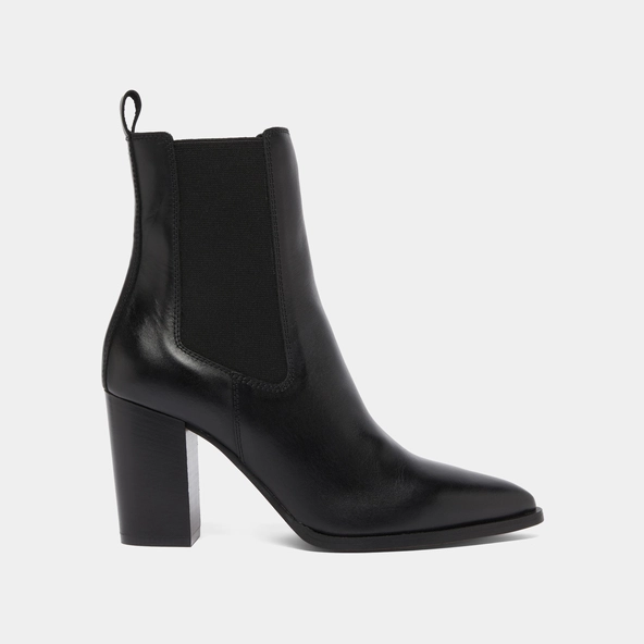 Bottines &agrave; talons et &eacute;lastiques en cuir noir | PEPITA | Jonak