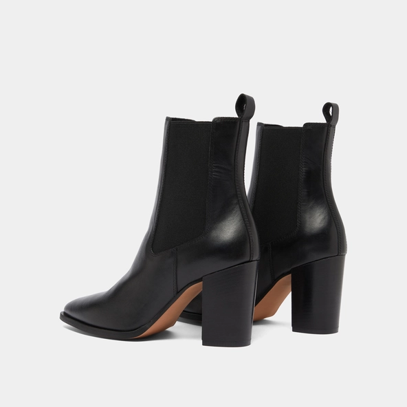 Bottines &agrave; talons et &eacute;lastiques en cuir noir | PEPITA | Jonak