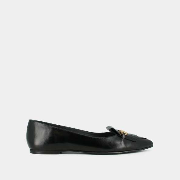 Ballerines &agrave; mors dor&eacute;s en cuir noir | DIESE | Jonak
