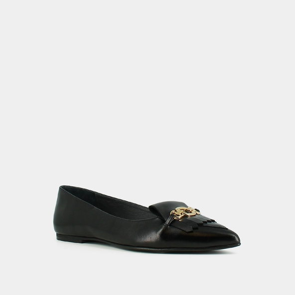 Ballerines &agrave; mors dor&eacute;s en cuir noir | DIESE | Jonak