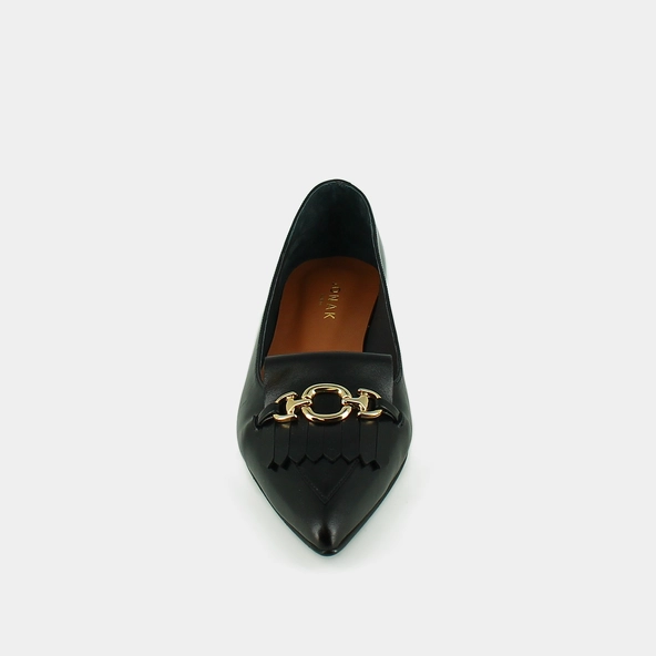 Ballerines &agrave; mors dor&eacute;s en cuir noir | DIESE | Jonak