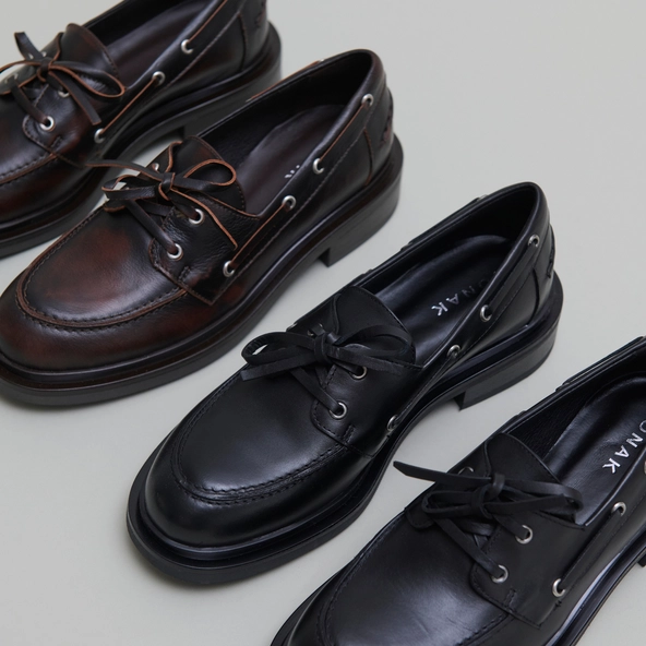 Derbies à lacets épais en cuir noir | PAOLO | Jonak