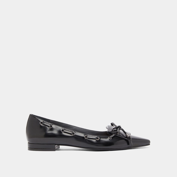 Ballerines à lacets en cuir glacé noir | DYNAMO | Jonak