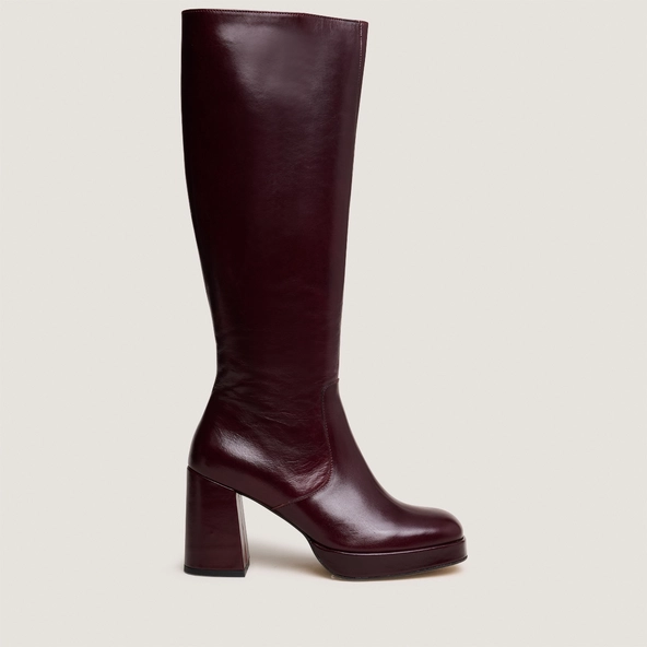 Bottes à plateformes en cuir bordeaux | VENDOME | Jonak