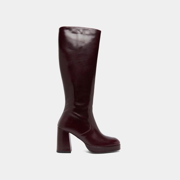 Bottes à plateformes en cuir bordeaux | VENDOME | Jonak