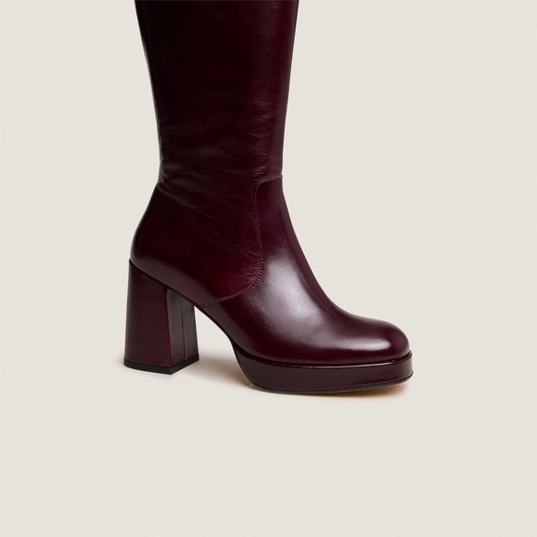 Bottes à plateformes en cuir bordeaux | VENDOME | Jonak