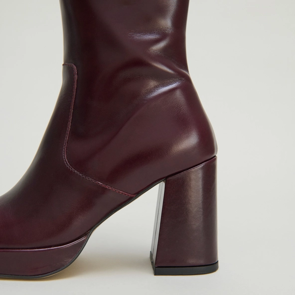 Bottes à plateformes en cuir bordeaux | VENDOME | Jonak