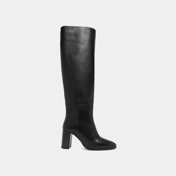 Bottes hautes à bouts arrondis en cuir noir | VENTURA | Jonak