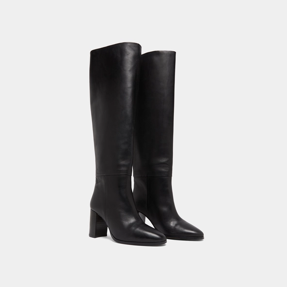 Bottes hautes à bouts arrondis en cuir noir | VENTURA | Jonak