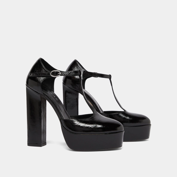 Salom&eacute;s &agrave; talons hauts en cuir brillant noir | VANCO | Jonak