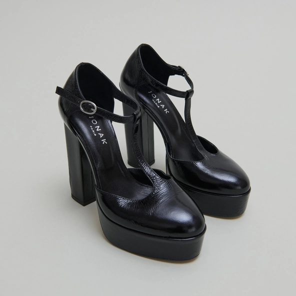 Salom&eacute;s &agrave; talons hauts en cuir brillant noir | VANCO | Jonak