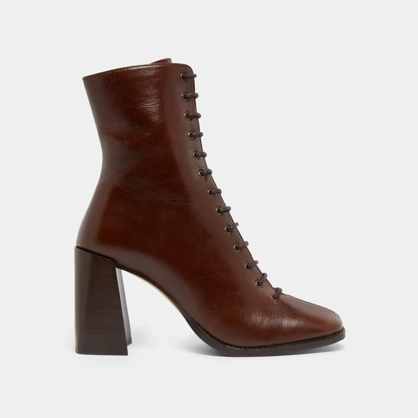 Bottines à talons lacées en cuir vieilli marron | VANDELLE | Jonak