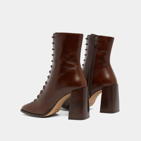 Bottines à talons lacées en cuir vieilli marron | VANDELLE | Jonak
