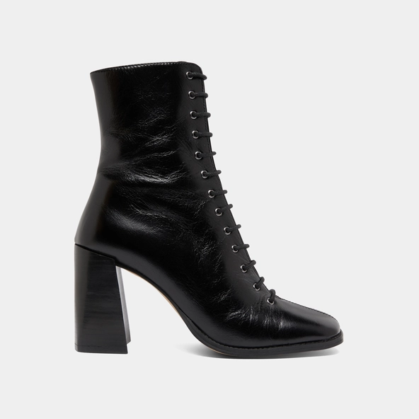 Bottines à talons lacées en cuir vieilli noir | VANDELLE | Jonak