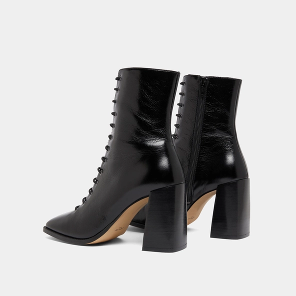 Bottines à talons lacées en cuir vieilli noir | VANDELLE | Jonak
