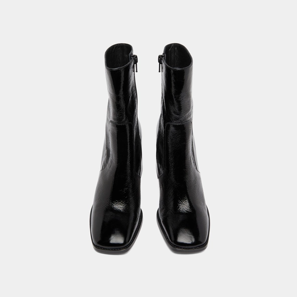 Bottines à talons et bouts carrés en cuir brillant noir | VIDAL | Jonak