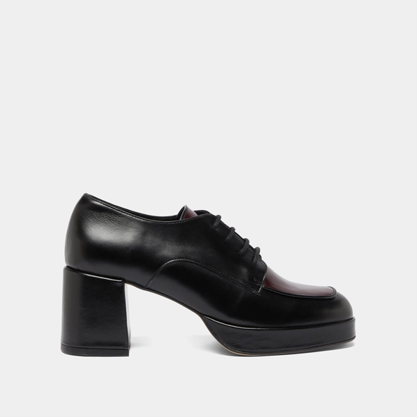 Derbies à talons en cuir noir et bordeaux | VIVALDI | Jonak