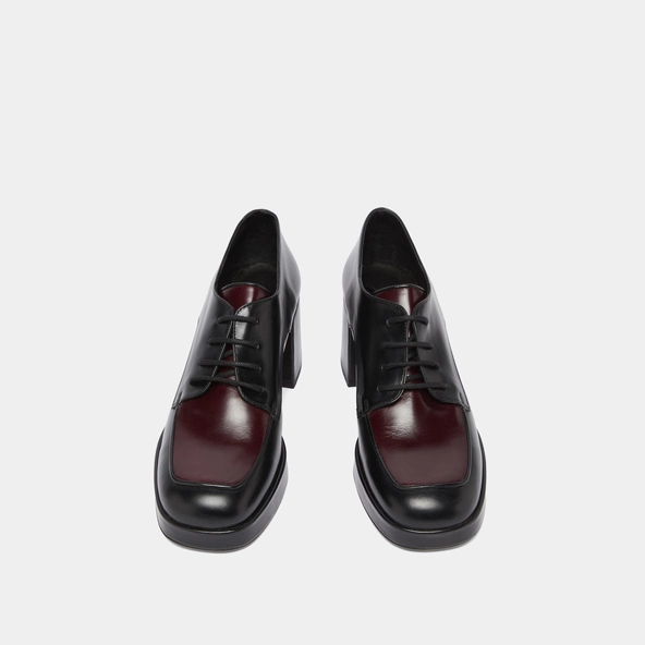 Derbies à talons en cuir noir et bordeaux | VIVALDI | Jonak