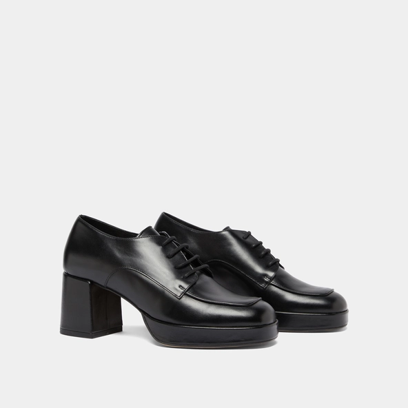 Derbies à talons en cuir noir | VIVALDI | Jonak