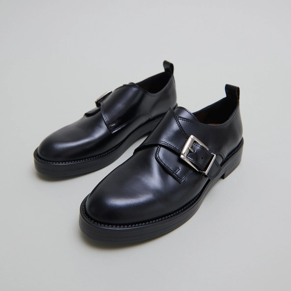 Derbies à boucles ajustables en cuir glacé noir | ARCHIBALD | Jonak