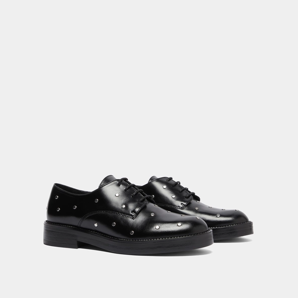 Derbies à détails argentés en cuir noir | ASTOU | Jonak