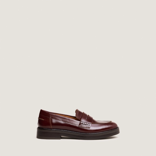 Mocassins &agrave; bouts ronds en cuir lisse marron | MIRNA | Jonak