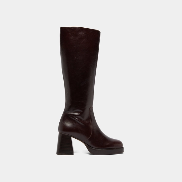 Bottes à plateformes en cuir vieilli chocolat | BETINA | Jonak