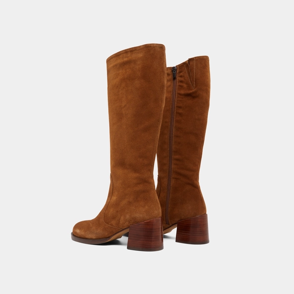 Bottes à talons et bouts arrondis en croute cognac | BIENVENUE | Jonak