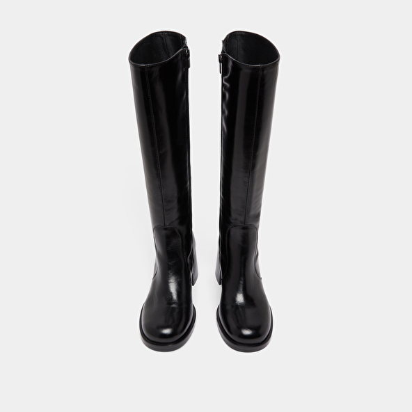 Bottes à talons et bouts arrondis en cuir noir | BIENVENUE | Jonak