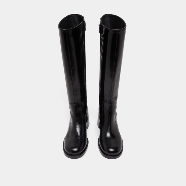 Bottes &agrave; talons et bouts arrondis en cuir noir | BIENVENUE | Jonak