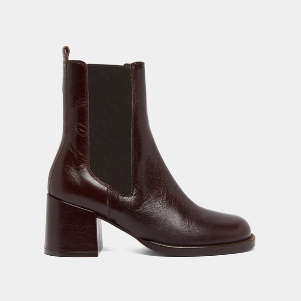 Bottines &agrave; talons et &eacute;lastiques en cuir vieilli chocolat | BIENVUE | Jonak