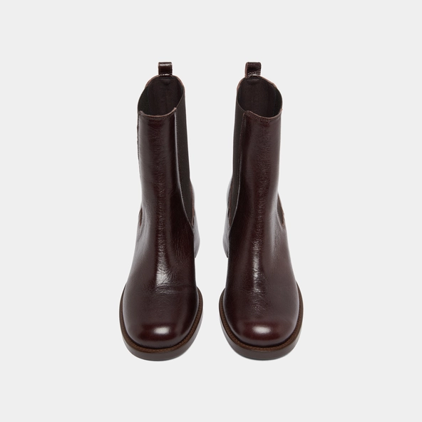 Bottines &agrave; talons et &eacute;lastiques en cuir vieilli chocolat | BIENVUE | Jonak