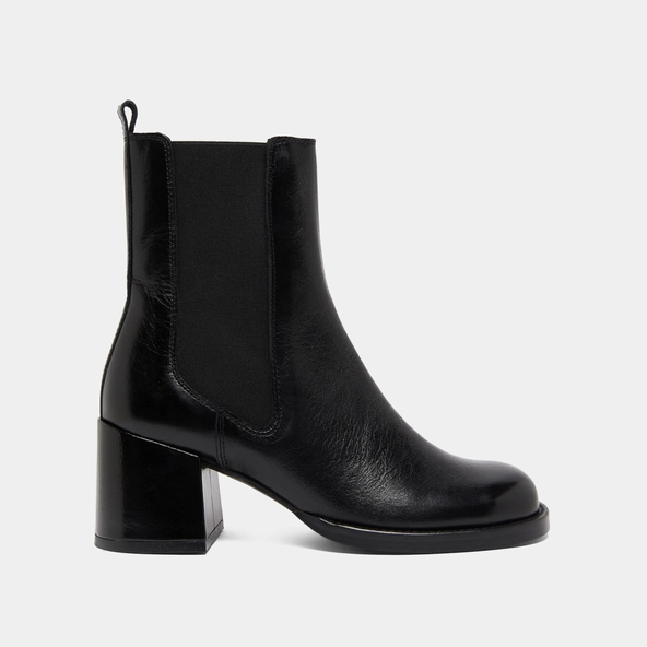 Bottines à talons et élastiques en cuir vieilli noir | BIENVUE | Jonak