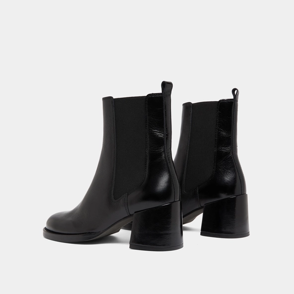 Bottines à talons et élastiques en cuir vieilli noir | BIENVUE | Jonak